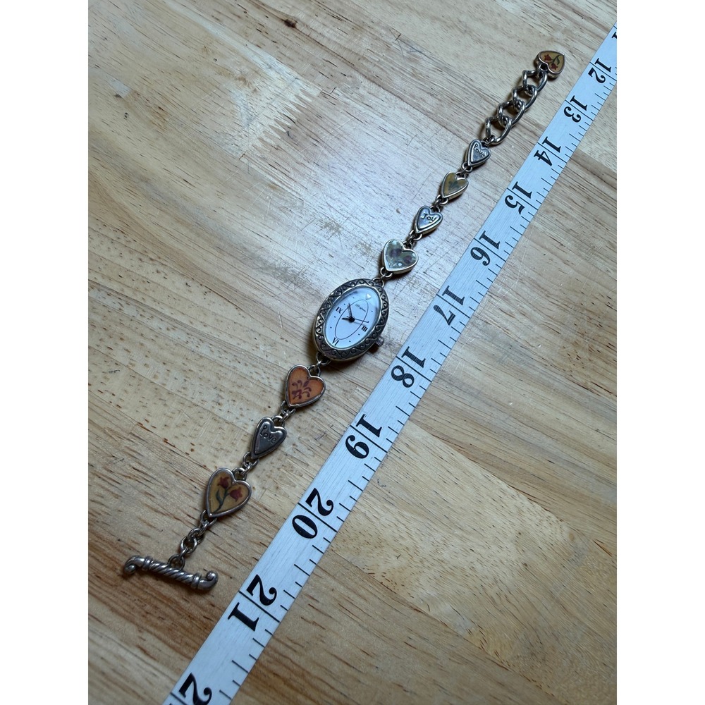 Brighton Silver Floral Heart Link Bracelet Watch Piccadilly Needs Batteries - Picture 3 of 15